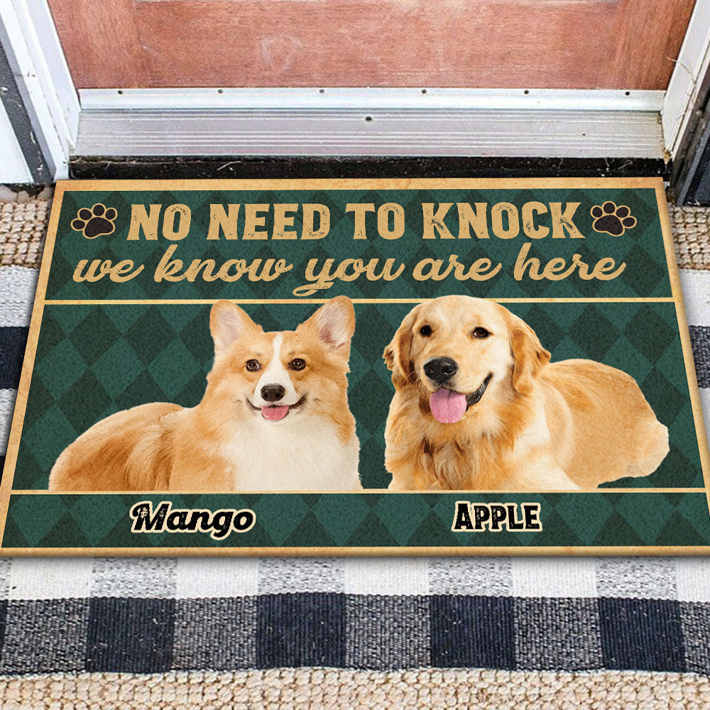 Personalized No Need To Knock Dog Cat Welcome House Doormat, Gift For Pet Lovers AB