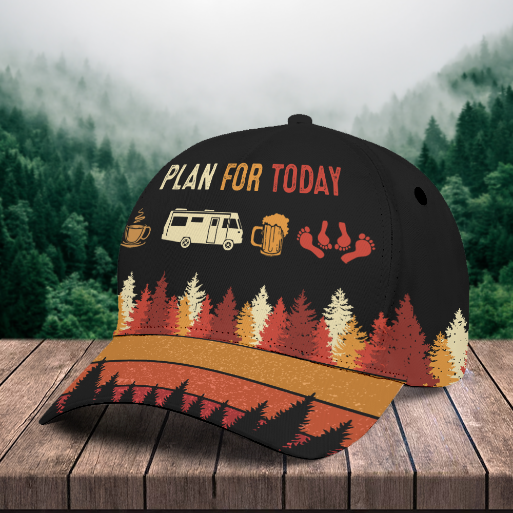 Custom Plan For Today Camping Printed Cap, Gift For Camper JonxiFon
