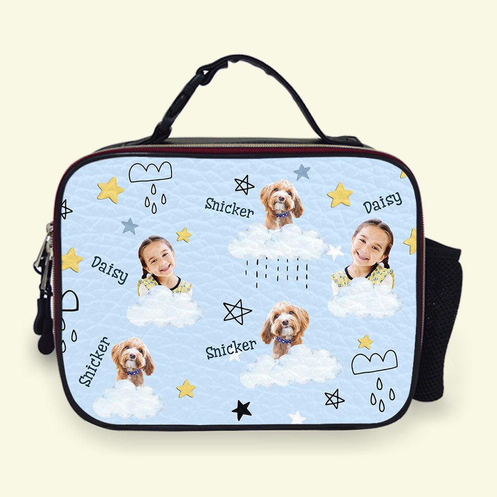 Custom Photo Leather Lunch Bag For Kids, Dog Lover Gift AI