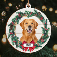 Thumbnail for Pet Photo With Name Printed Wood Ornament, Wreath Ornament AE