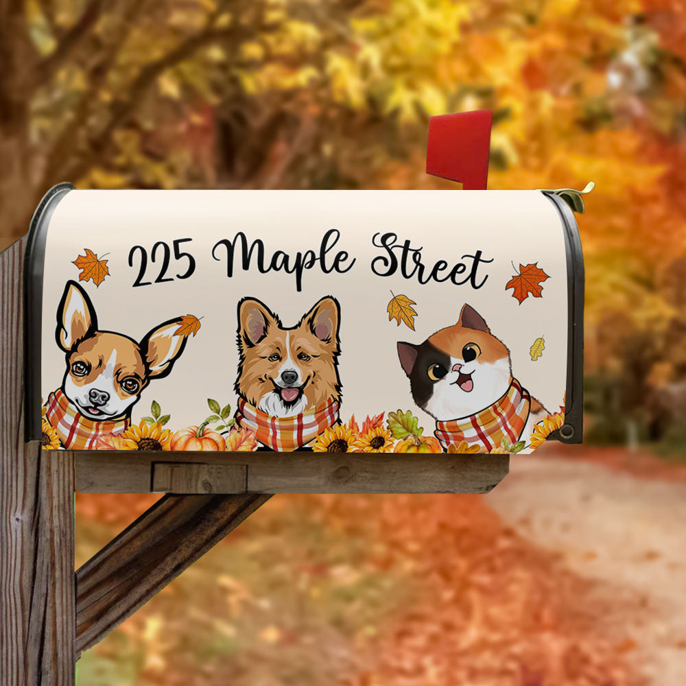 Hello Fall Dog Cat Mailbox Cover, Dog Lover Gift AF