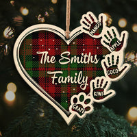 Thumbnail for Personalized Handprint Pawprints Family Member Gift Printed Acrylic Ornament, Customized Holiday Ornament AE