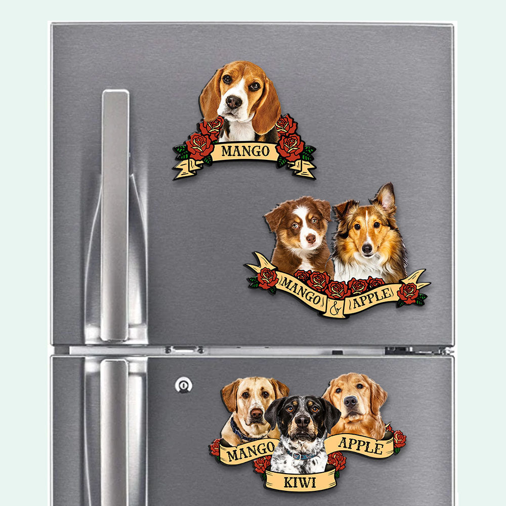 Custom Photo With Floral Banner Pet Magnets, Fridge Magnet, Gift for Pet Lovers JonxiFon