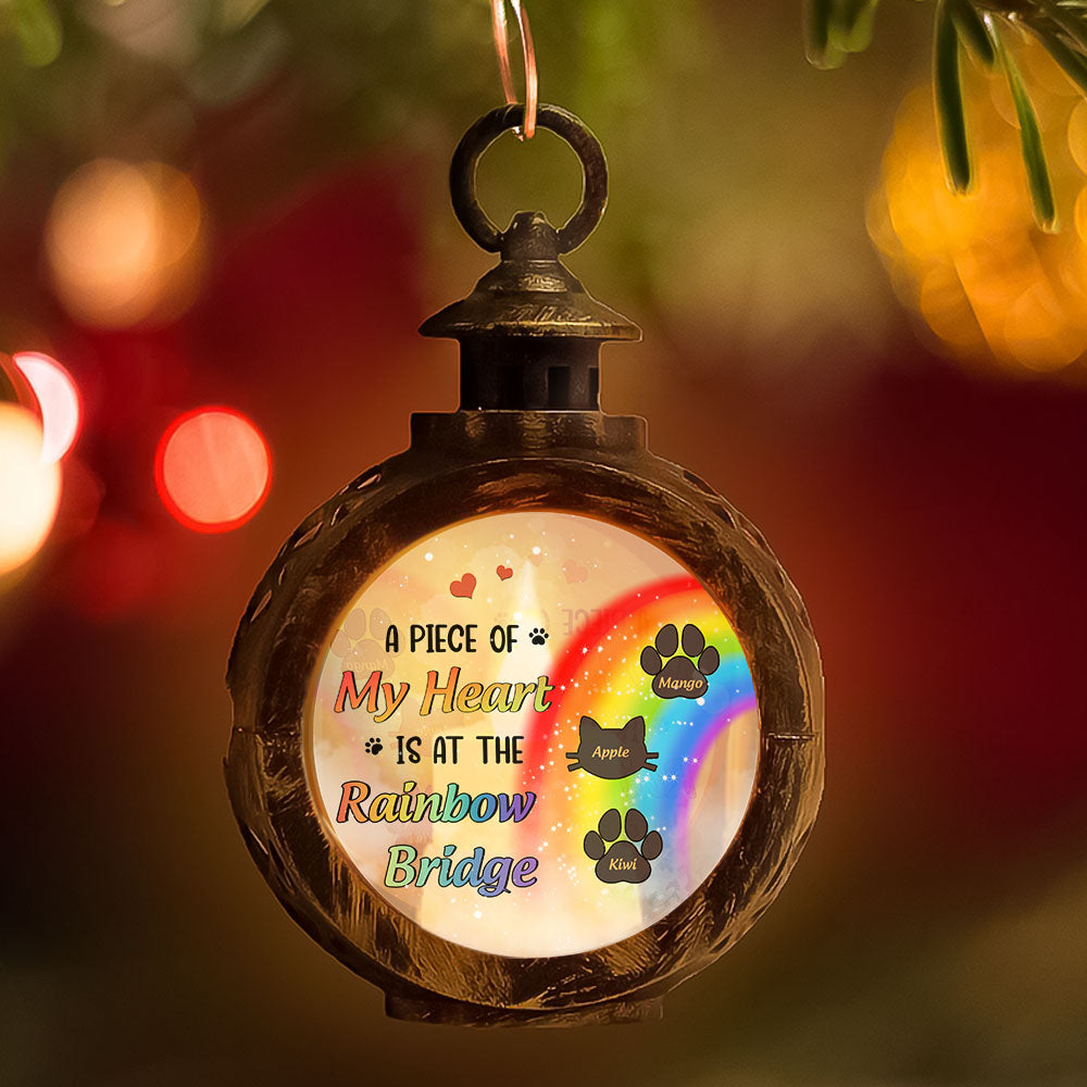 Custom Memorial Dog & Cat Rainbow Bridge LED Light Ornament, Christmas Gift For Dog Lovers AE