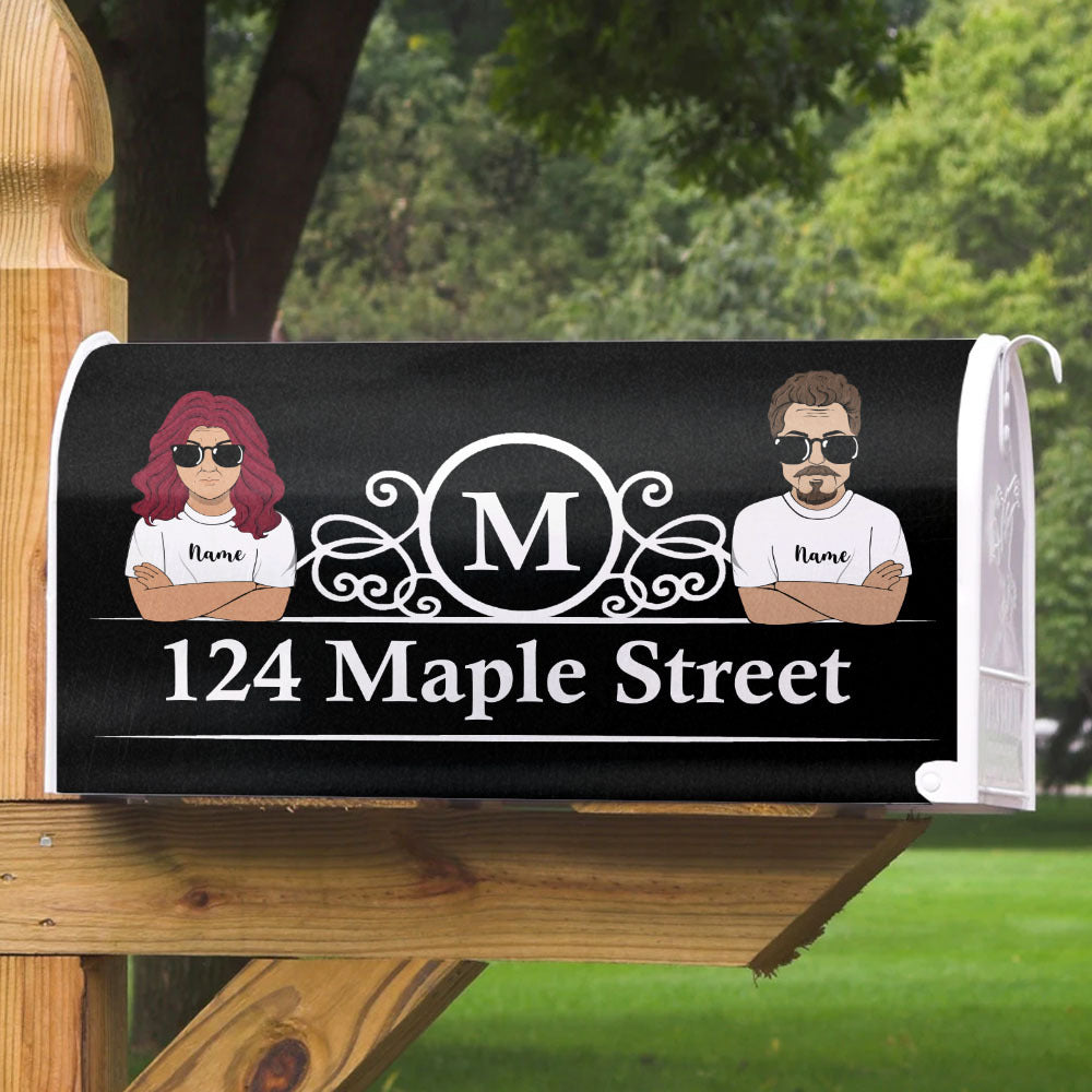Husband & Wife Address Magnetic Mailbox Cover, Gift For Couple AF