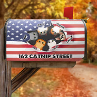 Thumbnail for Cats Opened Patriotic Address House Magnetic Mailbox Cover, Personalized Gift For Cat Lovers AF