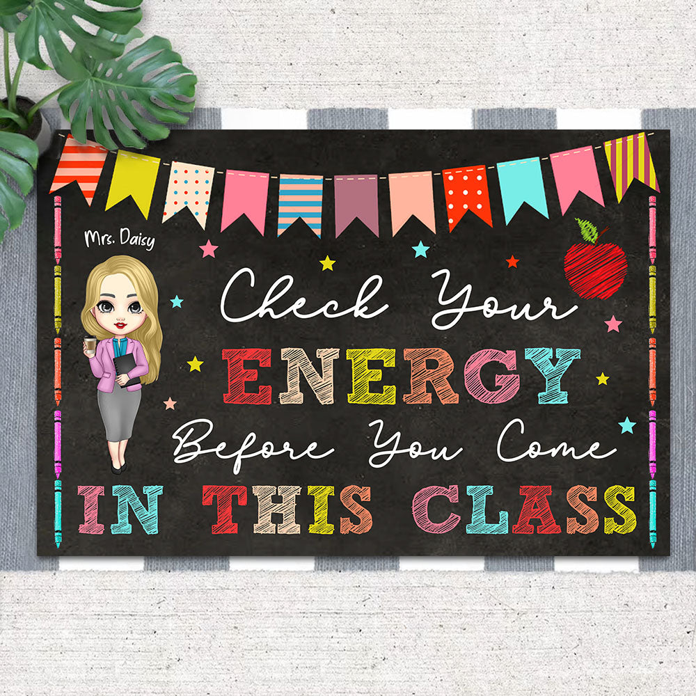 Check Your Energy Teacher Doormat, DYI Classroom Decor AB