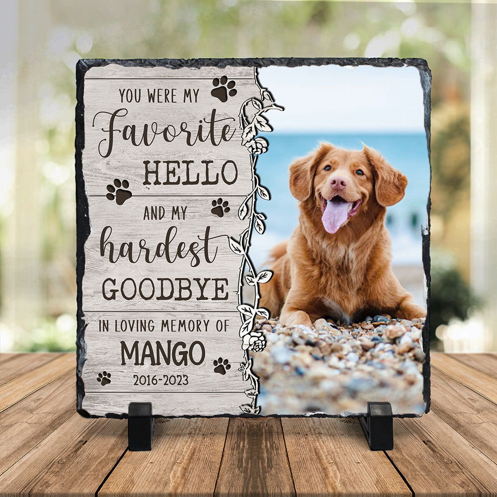 Personalized My Hardest Goodbye Dog Cat Photo Sympathy Rock Slate, Gift For Pet Lovers JonxiFon