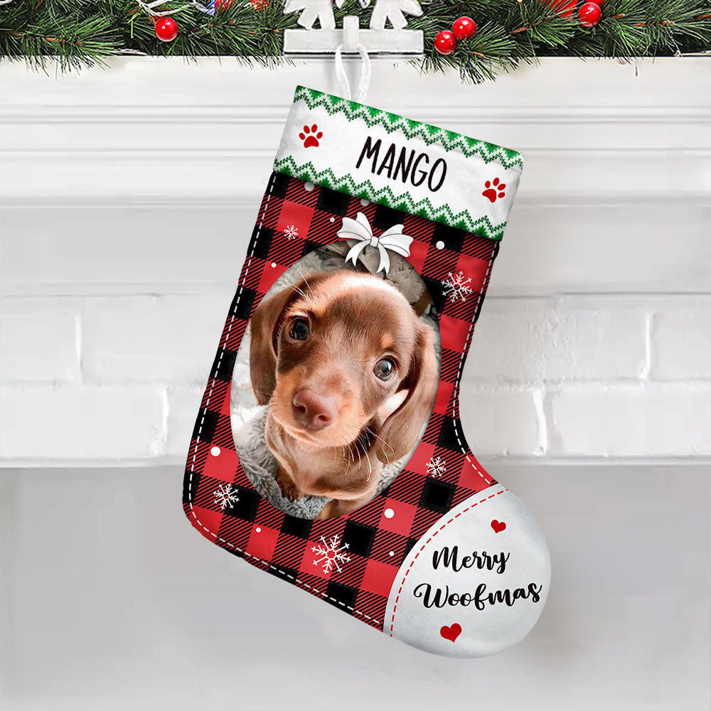 Merry Woofmas & Meowy Christmas Pet Photo Christmas Stocking AB