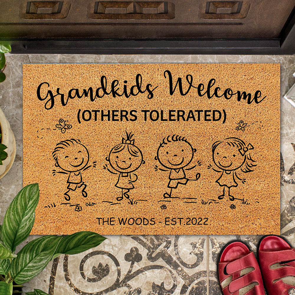 Grandkids Welcome Others Tolerated Grandma Doormat AB