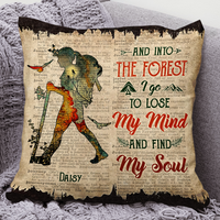 Thumbnail for Personalized Into The Forest I Go Pillow, Gift For Camping Lover AD