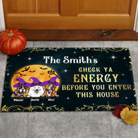 Thumbnail for Personalized Dog Mom Check Ya Energy Halloween Doormat, Dog Lover Gift AB