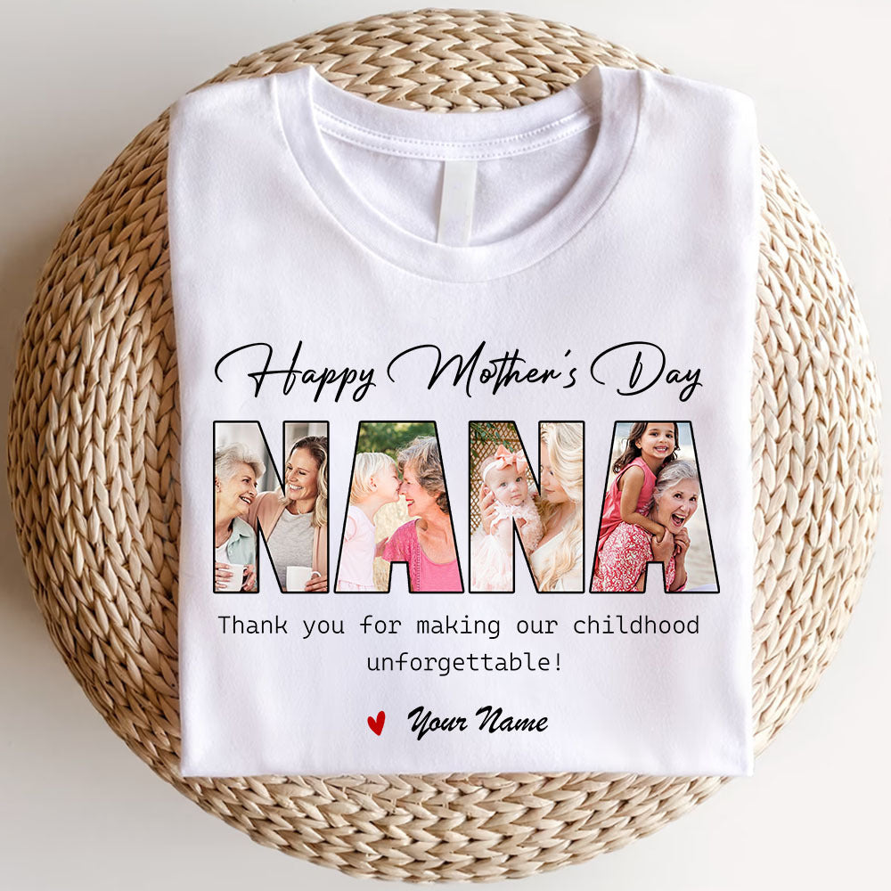 Custom Happy Mother's Day Grandma Photo Collage Light Shirts, Gift For Mom/Grandma CustomCat