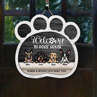 Thumbnail for Welcome To Dog House Paw Prints Shaped Door Sign, Dog Lover Gift E