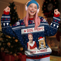 Thumbnail for Personalized Dog Mom Ugly Christmas Sweatshirt, Christmas Gift For Dog Lovers AB