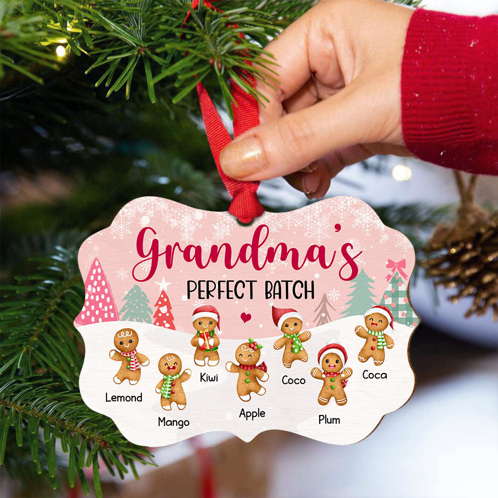 Personalized Mom Grandma Perfect Batch Grandkids Printed Wood Ornament, Christmas Gift For Grandparent AE