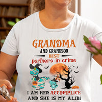 Thumbnail for Personalized Grandma Grandkid Best Partner In Crime Dinosaur Halloween T-shirt, Custom Family Gifts CustomCat