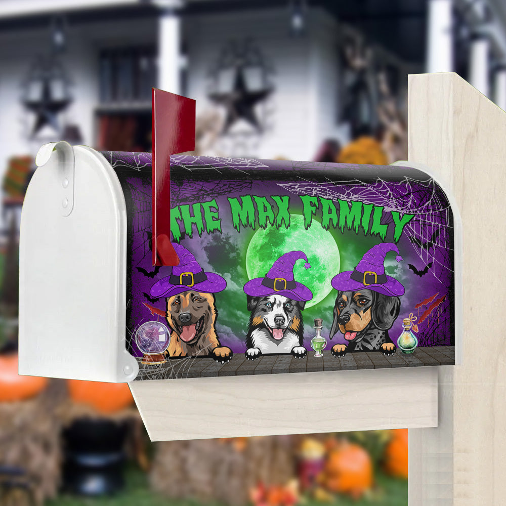Scary Night With Dog Halloween Mailbox Cover , Dog lover Gift AF