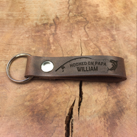 Thumbnail for Personalized Reel Cool Dad Grandpa Fishing Leather Keychain, Gift For Fishing Lovers AZ