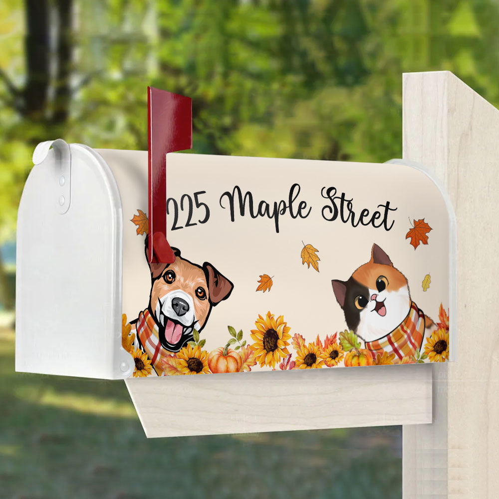 Hello Fall Dog Cat Mailbox Cover, Dog Lover Gift AF