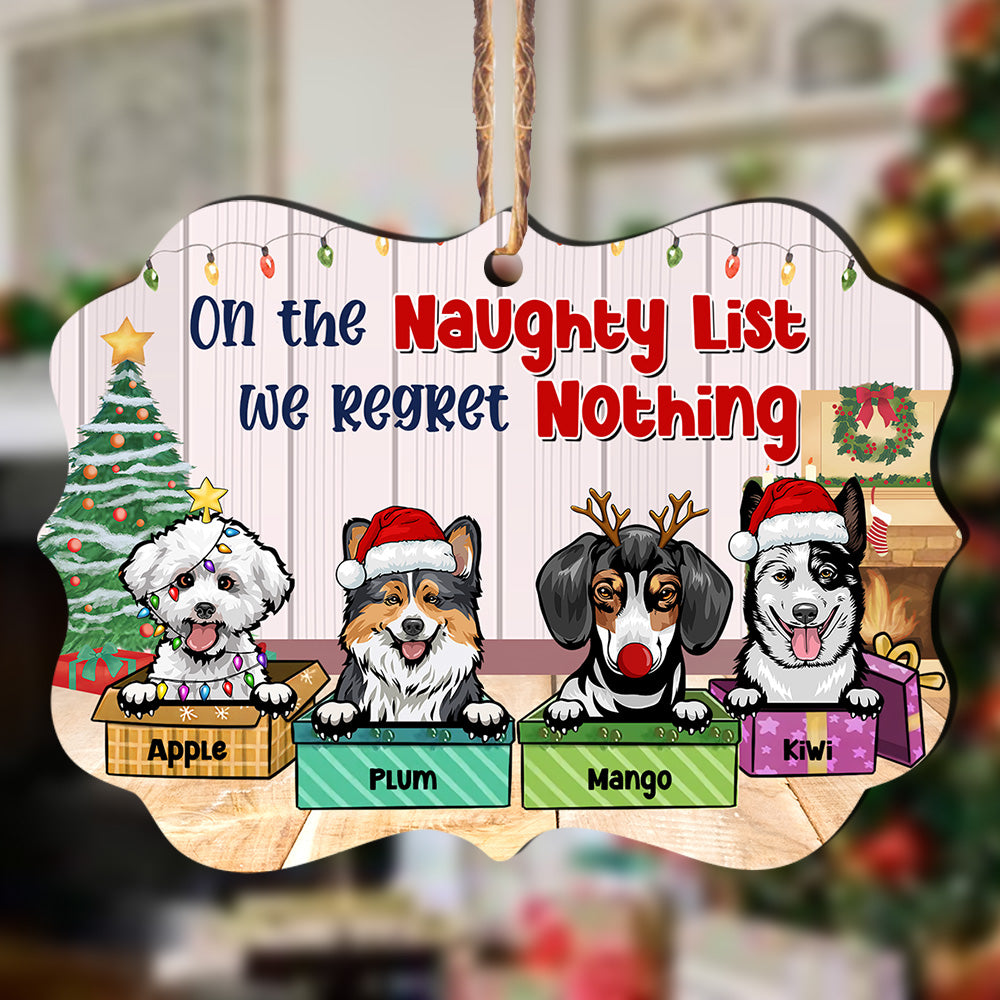On The Naughty List Personalized Dog Christmas MDF Ornament, Customized Holiday Ornament AE