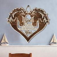 Thumbnail for God Blessed The Broken Road Couple Horse Shaped Wood Sign E
