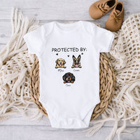 Thumbnail for Protected By Dog Infant Fine Jersey Bodysuit, Dog Lover Gift CustomCat