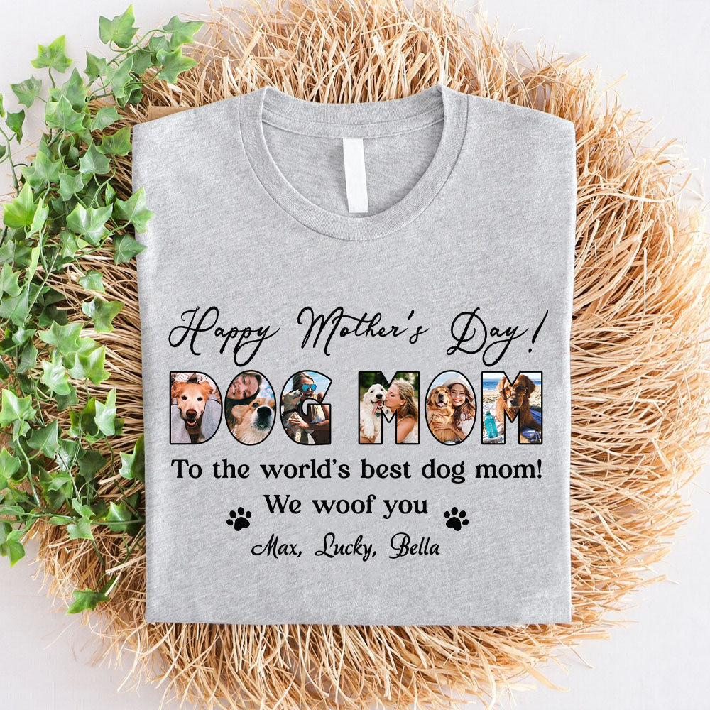 Happy Mother's Day, Best Dog Mom, I Woof You, Custom Shirt for Dog lovers, Personalized Gifts, Pullover Hoodie / Ash / 2XL