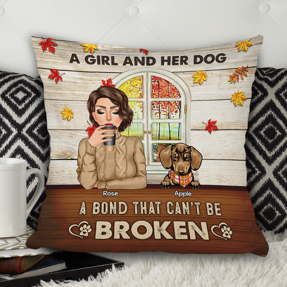 A Girl Her Dogs A Bond Custom Pillow, DIY Gift For Dog Lovers AD