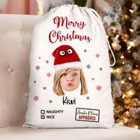 Thumbnail for Personalized Face Photo Funny Trouser-Shaped Noel Hat Christmas Bag, Holiday Gift For Family AB