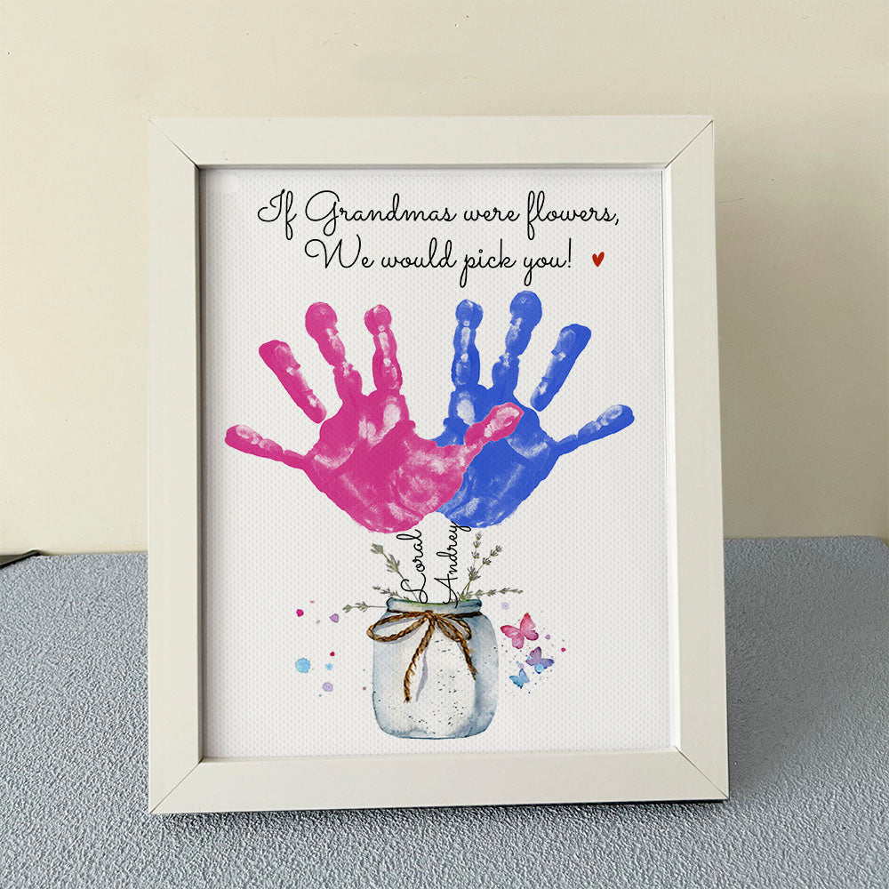 If Grandmas/Moms Were Flowers Photo Frame, Kids Handprint Keepsake AA