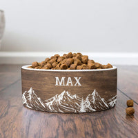 Thumbnail for Mountain Rustic Faux Wood Pet Ceramic Bowl, Dog Lover Gift Printway