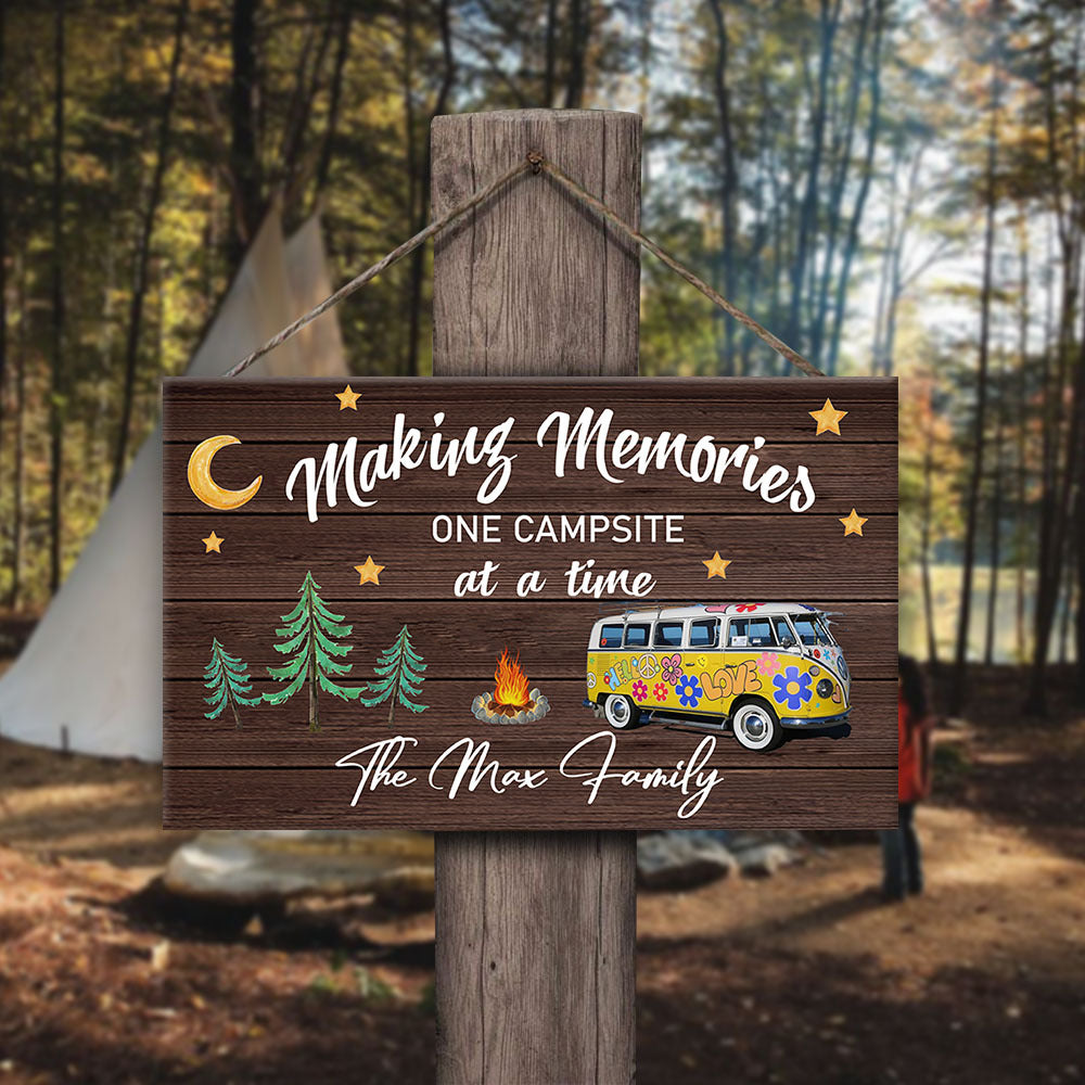 Custom Making Memories One Campsite Camping Rectangle Wood Sign, Gift For Camper A