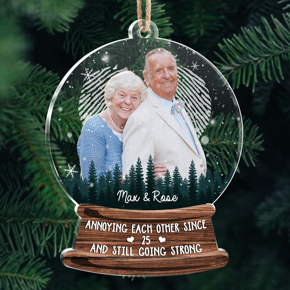 Custom Annoying Each Other Photo Snowglobe Printed Acrylic Ornament, Christmas Gift AE