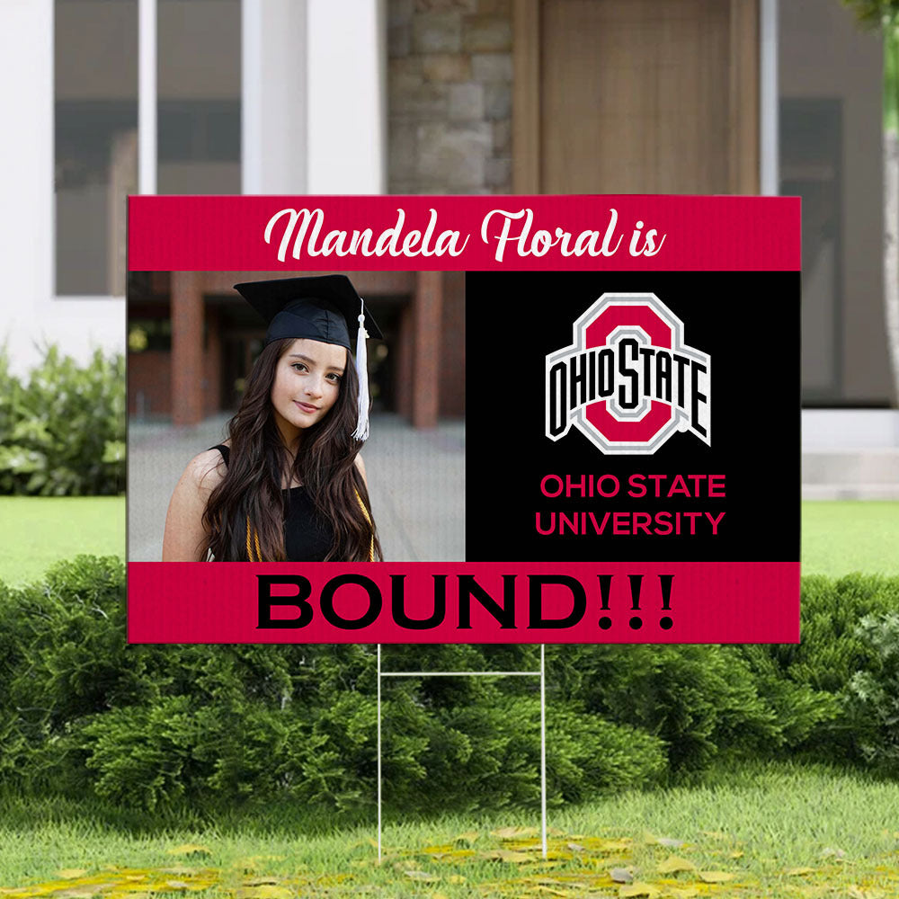 Bound Graduation Lawn Sign With Stake, Photo Yard Sign AN