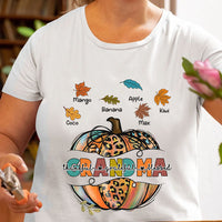 Thumbnail for Personalized Thankful Grateful Blessed Pumpkin Mom Grandma Fall T-shirt, Custom Family Gifts CustomCat