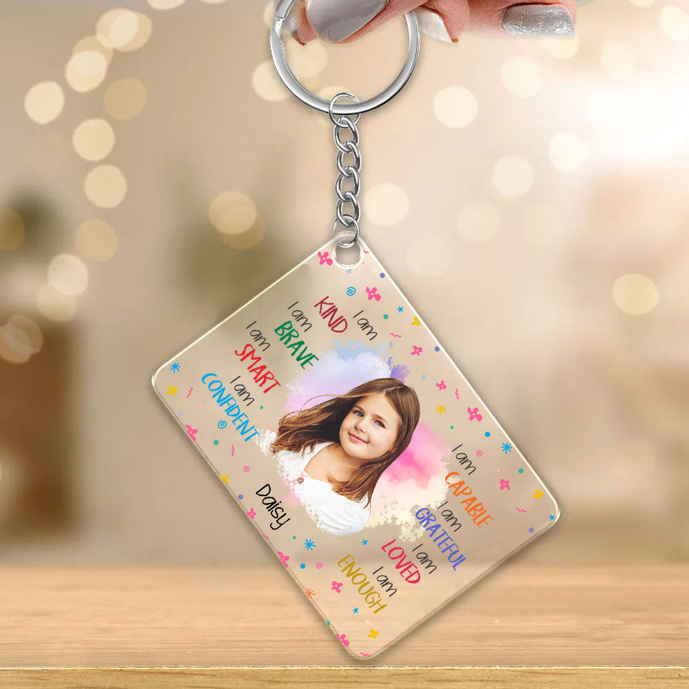 Personalized I Am Kind Acrylic Keychain, Gift For Daughter JonxiFon
