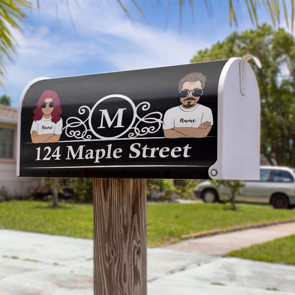 Husband & Wife Address Magnetic Mailbox Cover, Gift For Couple AF