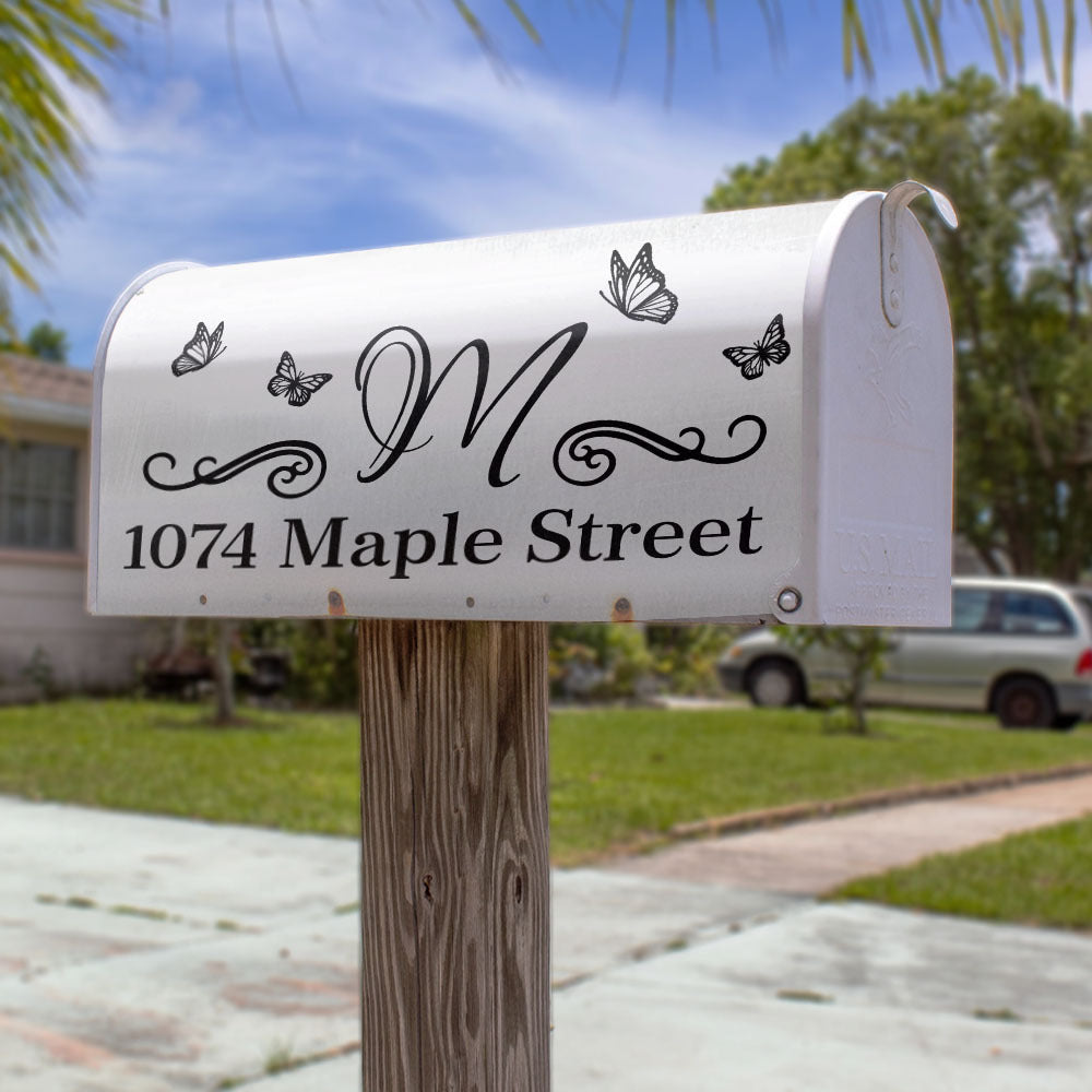 Butterflies Address Mailbox Cover, Mailbox Numbers Decals AF