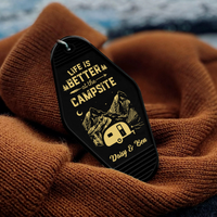Thumbnail for Custom Happy Camper Camping Vintage Motel Keychain, Gift For Camper JonxiFon
