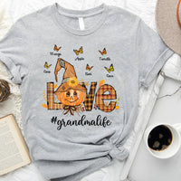 Thumbnail for Personalized Love Butterfly Mom Grandma Life Scarecrow T-shirt, Custom Family Gifts CustomCat