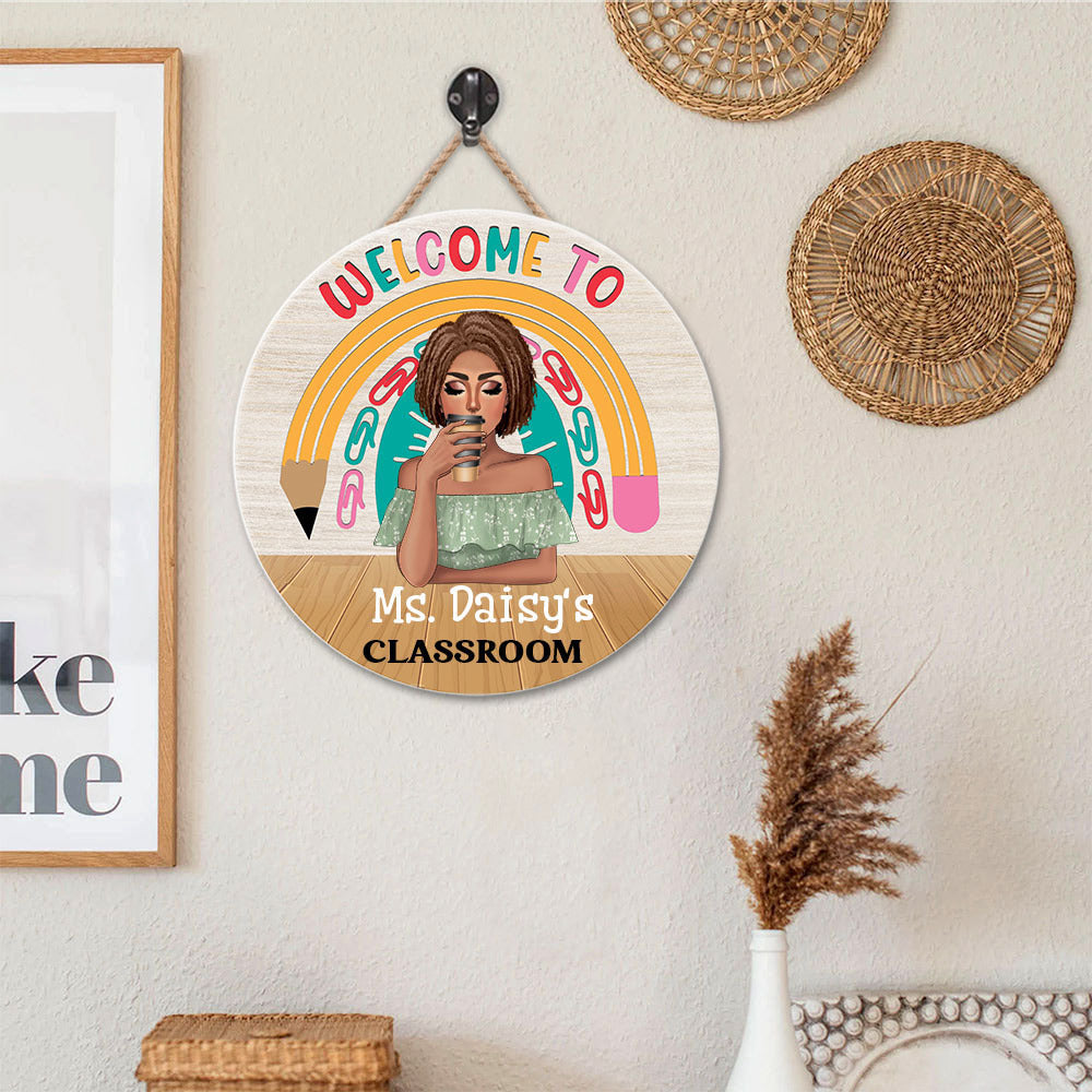 Welcome To Teacher Classroom Wood Sign, DIY Gift For Back To School Z