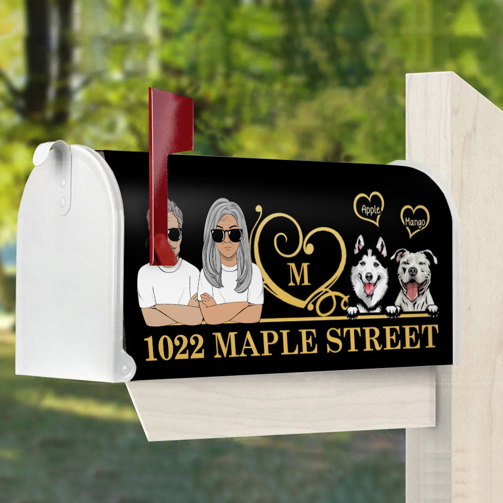 Personalized Husband And Wife Dog House Address Magnetic Mailbox Cover AF