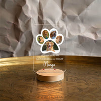 Thumbnail for Custom Paw Prints Photo Pet Memorial Lamp With Wooden Round Stand, Memorial Gift AC