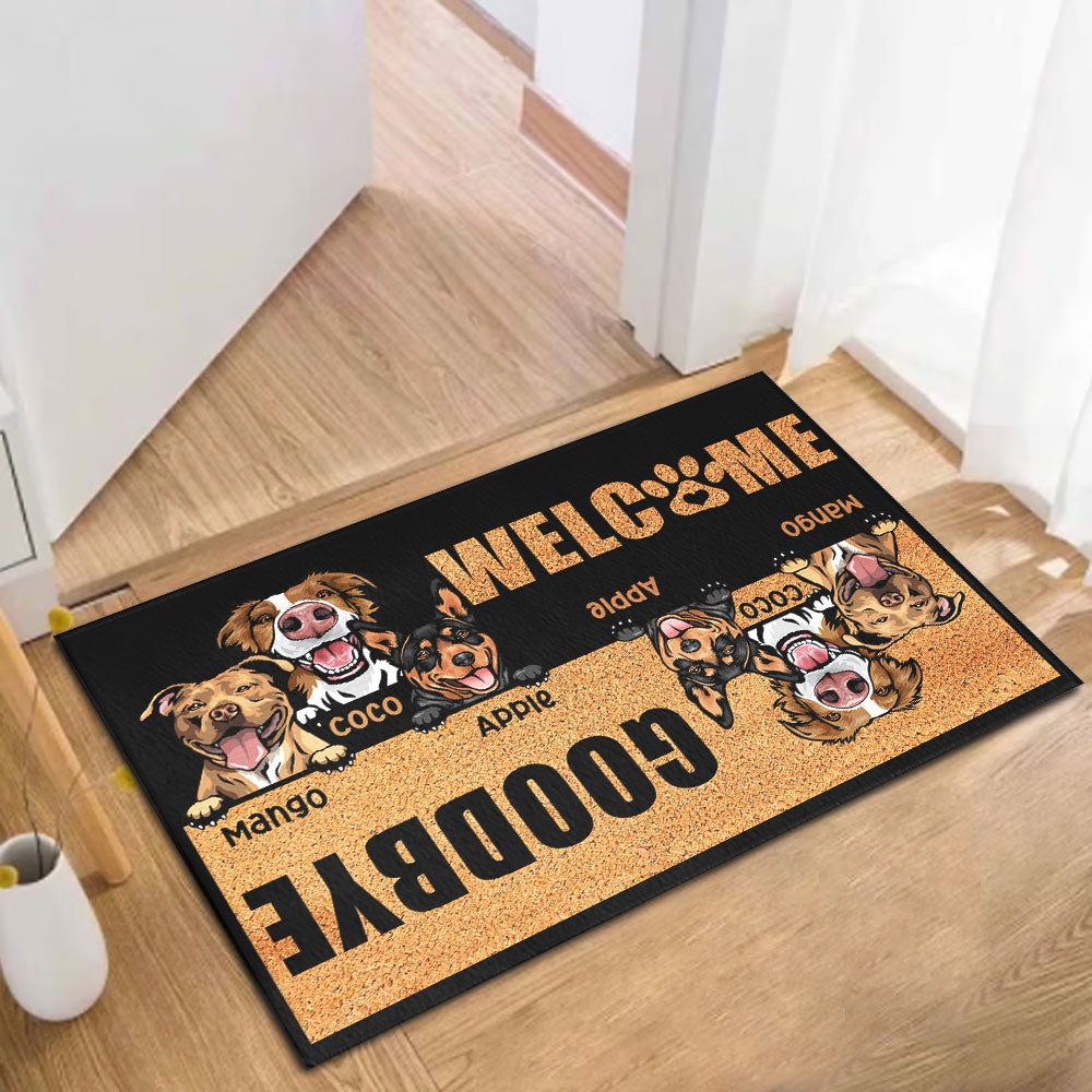 Custom Welcome Goodbye Dog Doormat, DIY Home Decor AB