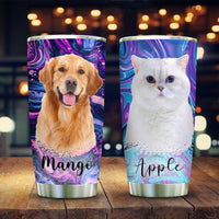 Thumbnail for Pet Portrait Photo With Name Marble Tumbler, Pet Lover Gift, Gift For Friends AA
