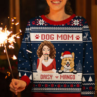 Thumbnail for Personalized Dog Mom Ugly Christmas Sweatshirt, Christmas Gift For Dog Lovers AB