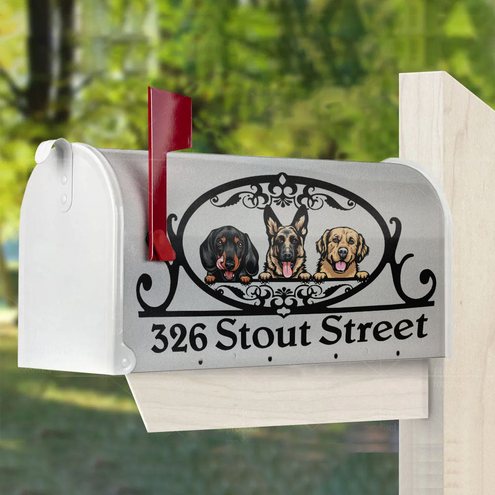Custom Home Address With Your Lovely Dogs Magnetic Mailbox Cover, Pet Lover Gift AF