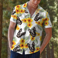 Thumbnail for Custom Pet Face Photo White Hawaiian Shirt, Yellow Hibiscus AI