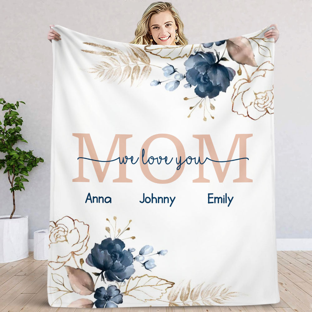 Nana Mom We Love You Fleece Blanket, Gift For Grandma AB